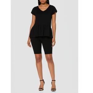 Black Top Womens Plus Size XXL 20 Shirt Short Sleeve Chic Classic Relaxed Loose